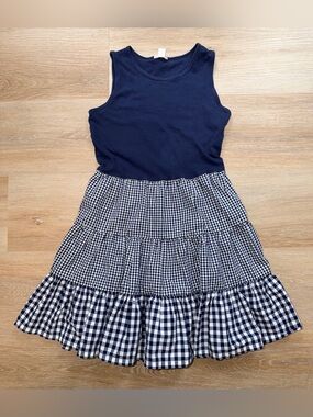 Crewcuts Girls Navy and White Gingham Dress